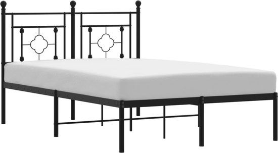 vidaXL Bedframe met hoofdbord Metaal Zwart 120x190 cm