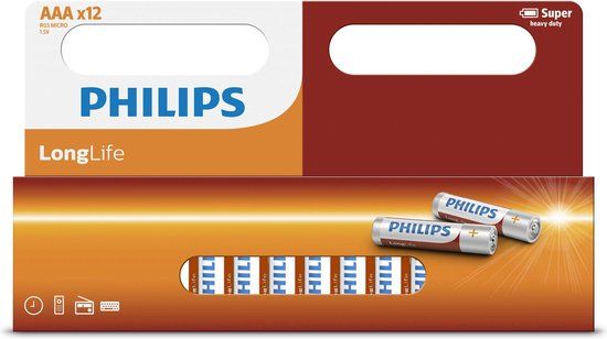 Philips LongLife Batterijen R03L12W/10 - 12 stuks