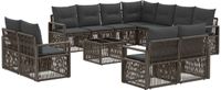 vidaXL Tuinbank - Set - 12 st - Grijs - poly rattan