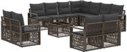 vidaXL Banc de jardin - Set - 12 pièces - Gris - poly rotin