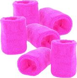 Merkloos / Sans marque Angro Bv Pols Zweetbandjes - 6 stuks - Neon Roze - Polyester/Badstof - Volwassenen