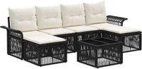 vidaXL Tuinbank - Set - 6 zitplekken - Zwart - Polyrattan