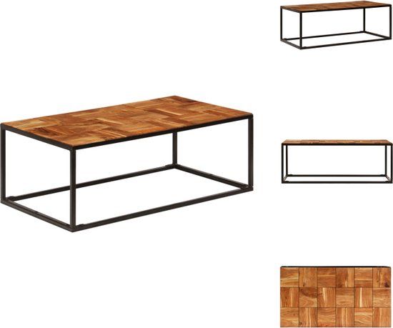 vidaXL Salontafel 110x60x40 cm massief acaciahout en staal