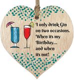 I Only Drink Gin Hangend houten hartbord, kerstplaquette, gin-cadeauset