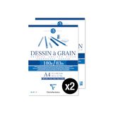 Clairefontaine 96624AMZC Set van 2 gelijmde tekenblokken, A4, 180g, 30 vellen per blok