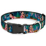 Buckle-Down Plastic Clip Collar - Lilo & Stitch 5-scene Blocks - 1/2" Wide - Past 8-12" Neck - Medium