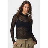 PIECES semi-transparante top met stippen - zwart