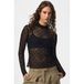 PIECES semi-transparante top met stippen - zwart