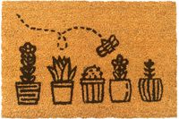 Merkloos Relaxdays Deurmat kokos - planten - 60x40 cm - antislip