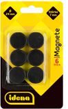 Idena 377028 - Magneten, 6 stuks, diameter 24 mm, rond, dikte 7 mm, zwart