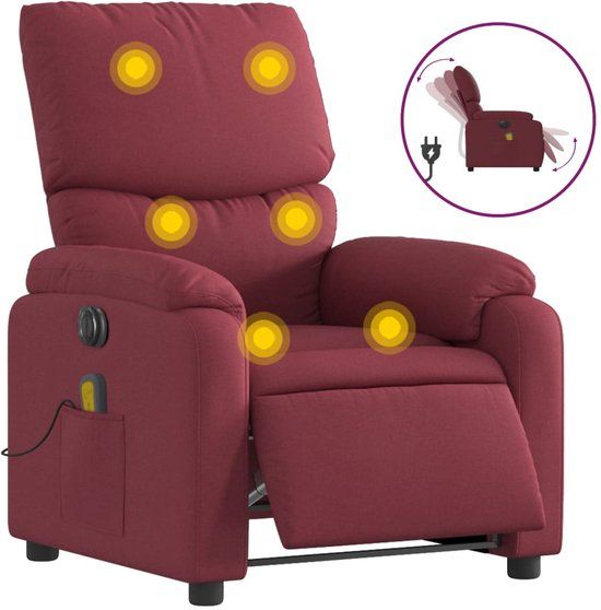 vidaXL Massagestoel elektrisch verstelbaar stof wijnrood