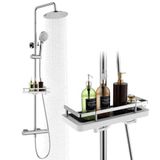 HOMELODY Douchesysteem met thermostaat en doucheplank, chroom