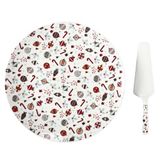 HOME DECO FACTORY, KA0393, Multicolored dish and pie server for Christmas, porcelain table service, ideal for your festive meals, diameter 30 cm, multicolor