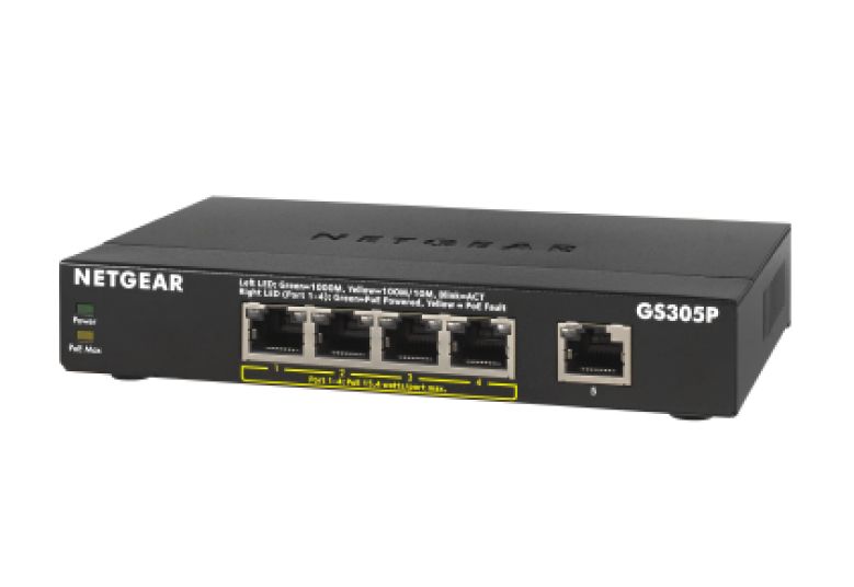 NETGEAR GS305Pv2 - 5-Port Gigabit Ethernet PoE Switch - Unmanaged - Black