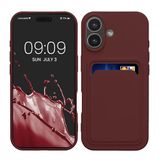 kwmobile telefoonhoesje geschikt voor iPhone 17 - Hoesje met pasjeshouder - TPU case in wijnrood
