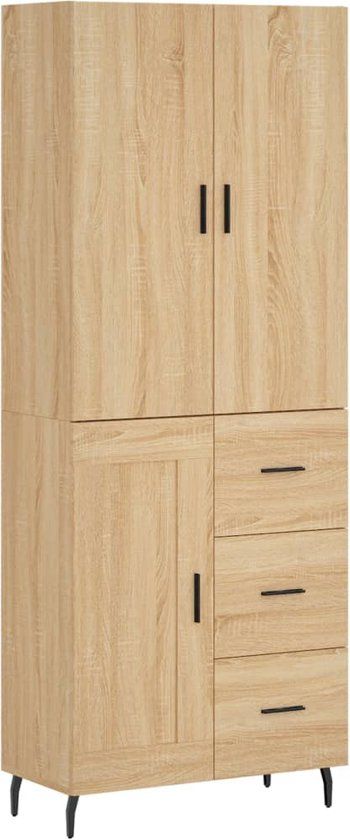vidaXL Hoge kast 69,5x34x180 cm bewerkt hout sonoma eikenkleurig