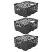 5five Opbergmand/box van kunststof - 3x - zwart - 19 x 25 x 10 cm - 4 liter