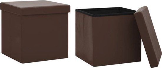 vidaXL Opbergkrukken - Inklapbaar - 2 stuks - PVC - Bruin