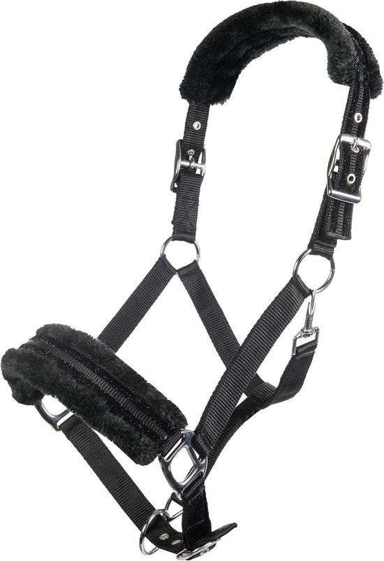 HKM Nylonhalster -Glitter- zwart Pony