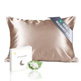 townssilk Kussensloop, 100% zijde, pure moerbeizijde, 19 mm, dubbelzijdig, ter bescherming van haar en huid, verborgen ritssluiting, draaddichtheid 600, 1 stuk, 40 x 60 cm, lichtbrons