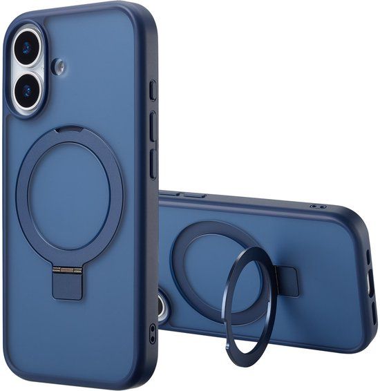 Accezz Hoesje - Geschikt voor Apple iPhone 17 - Ring Stand Backcover geschikt voor MagSafe - Blauw