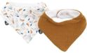 DOMIVA Verpakking met 2 bandana slabbetjes - Mousseline - Karamel bedrukt met water