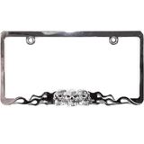 Custom Accessories 92812 Kentekenplaatframe doodskop in zilveren vlammen