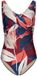 Pastunette Premium - Badpak - Azure Leafs - Blauw/Rood/Wit - Gebloemd - Mouwloos - V-hals - Maat 44E