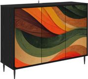 vidaXL Dressoir BONN Zwart Eiken Bewerkt Hout 102 x 33 x 76 cm