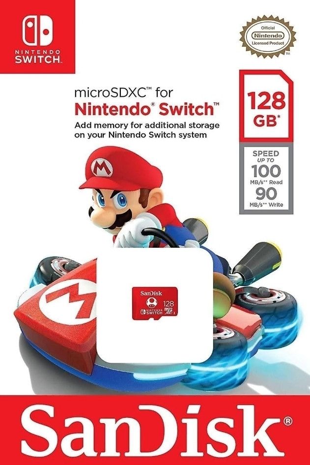 SanDisk MicroSDXC 128GB Memory Card - Nintendo Switch (Mario)
