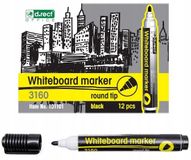 D.RECT 12x Zwarte Whiteboard Markers, 1-3mm Lijn