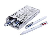 Pentel iZee BXC470-W balpen, 4 kleuren, lage viscositeit, zwart, rood, blauw, groen, 1 mm, brede schacht, wit, 12 stuks