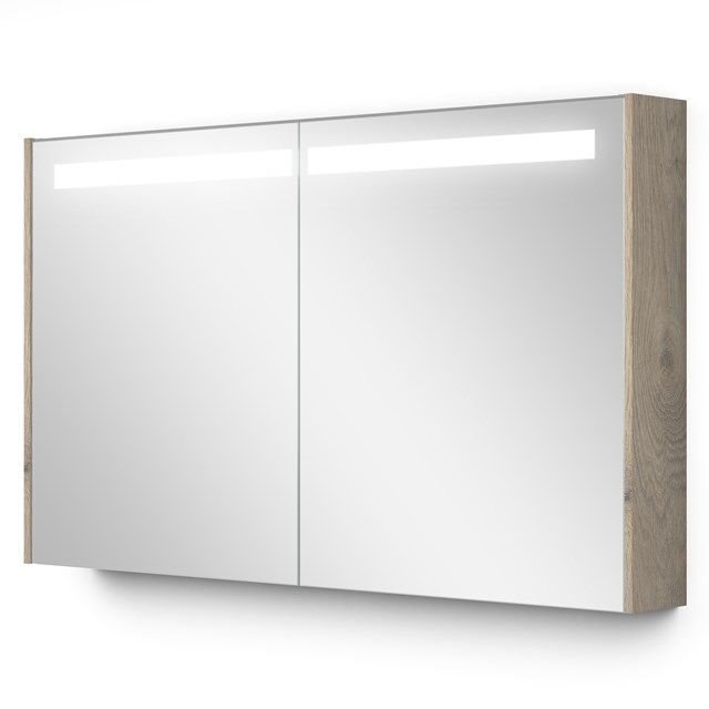 Maxaro Spiegelkast Met Verlichting Modulo 120x70cm Lichtgrijs Eiken