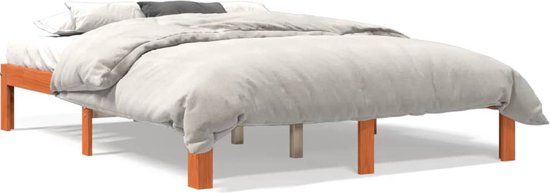 vidaXL Bedframe - Massief Grenenhout - Wasbruin - 120x190 cm