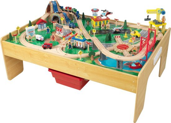 KidKraft Adventure Town spoorweg-en-treinset en tafel met EZ Kraft Assemblyâ„