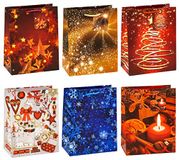 TSI Geschenkzakjes KERSTSERIE 8, verpakking van 12, maat: medium (HxBxD 23 x 18 x 10 cm), art. nr. 83018