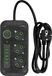 KOBI LINEA PRO Rallonge avec multiprise, noir, 3 voies. Multiprise avec 4 ports USB-A et 1 port USB-C, 2500W. Multiprise avec 10A et un câble d'extension de 1,5 mètre