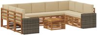 vidaXL - Bank loungeset - Natuurlijk en beige - Polyester
