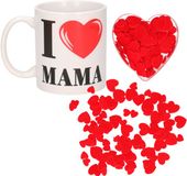 Merkloos / Sans marque Shoppartners Bv Valentijnsdag cadeau set koffie mok/beker Mama met deco strooi hartjes