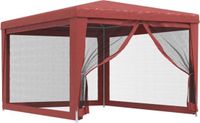vidaXL Partytent met 4 mesh zijwanden 3x4 m HDPE rood