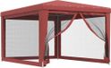 vidaXL Partytent met 4 mesh zijwanden 3x4 m HDPE rood