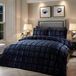 Soiree - Brighton Square - Fluwelen Dekbedovertrek Set - Kingsize Bed in Navy