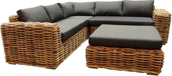 AVH-Outdoor Tuinmeubelen Sabuga Hoek Loungeset 4-Delig Naturel Rotan
