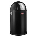 Wesco Pushboy Junior Afvalbak, gelegeerd staal, 22 liter, zwart, H x Ø 63 x 35 cm/22 l