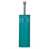 Premier Brands of America Premier Housewares Toiletborstelhouder vrijstaande turquoise afwerking toiletborstel en houder set satijn roestvrij staal modern ontwerp voor badkamers 38 x 10 x 10