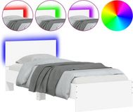 vidaXL Bedframe met hoofdbord en LED-verlichting, wit, 75x190 cm