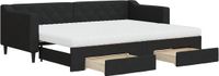 vidaXL Slaapbank met onderschuifbed en lades 80x200 cm stof zwart
