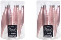 Inge-glas Decoris Kerstbal Pegels - 12 stuks - Lichtroze - D15 cm - Kunststof