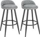 Happiq Leren Barkrukken Cardiff - Set van 2 - Grijs - Met rugleuning - Zithoogte 70cm