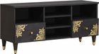 Meuble TV noir 100 x 33 x 46 cm bois de manguier massif